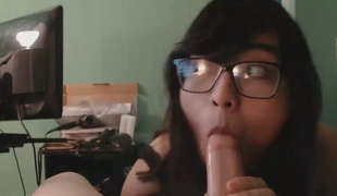 Nerdy Tranny Tastes Weenie for the First Time