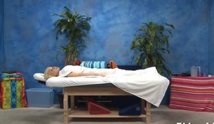 blonde teen loves to be fucked on the massage table